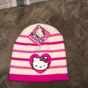 HELLO KITTY striped pink and white beanie hat💓